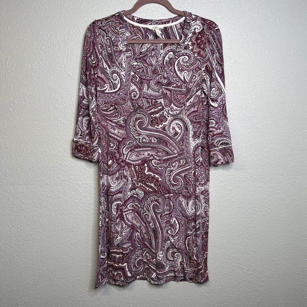 Soma Women's Night Shirt Nightgown Small Purple Paisley Multi Swirl